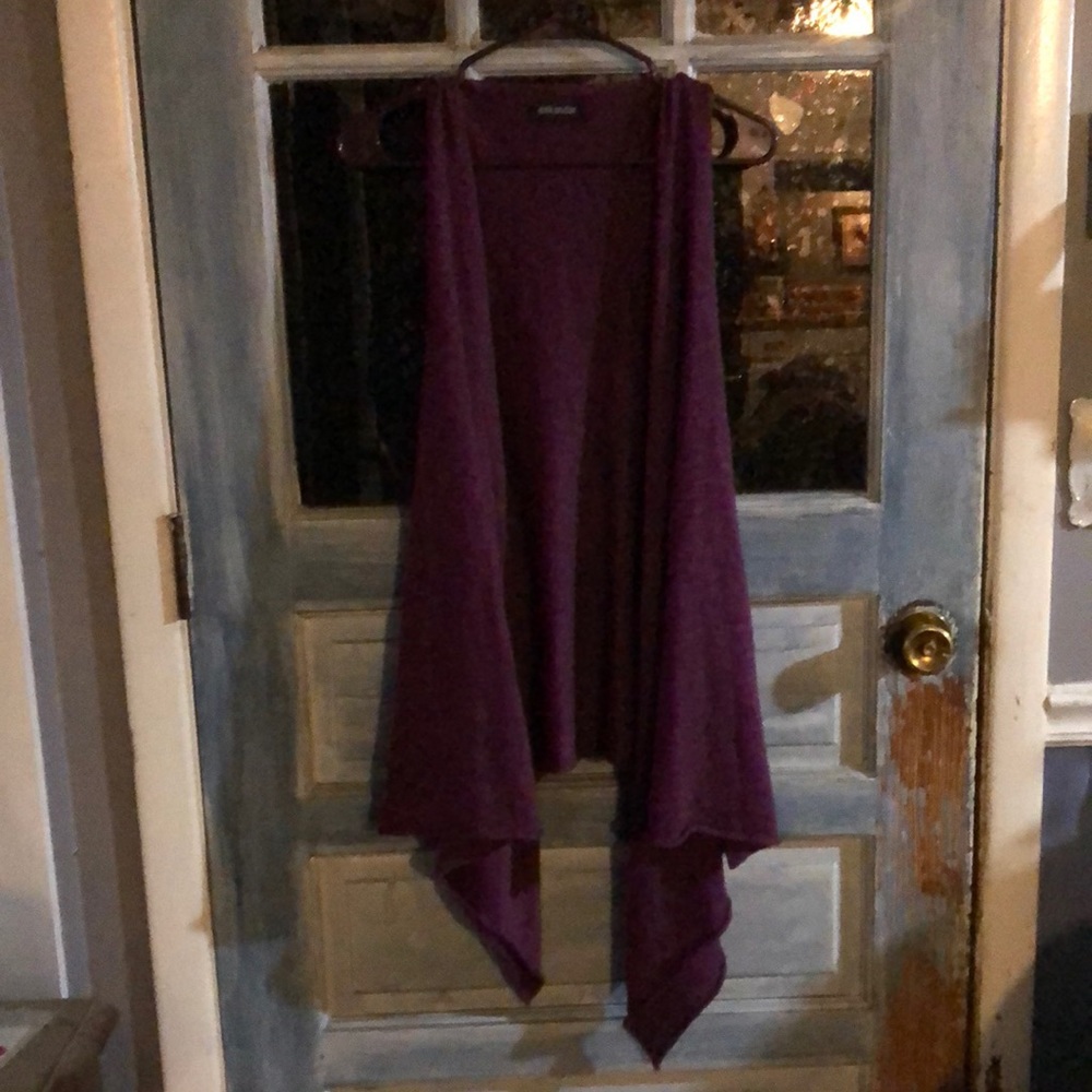 Eskandar burgundy open kimono sweater.